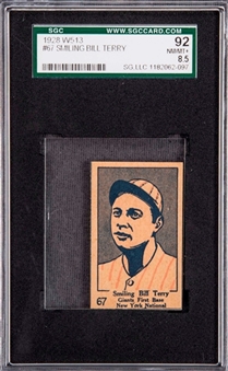 1928 W513 Strip Cards #67 Bill Terry - SGC 92 NM/MT+ 8.5